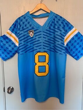 UCLA TROY AIKMAN Blue #8 Football Jersey with Yellow Accents
